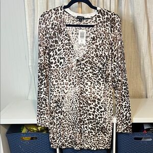 Torrid Soft Leopard Slub Boyfriend Cardigan, Size M